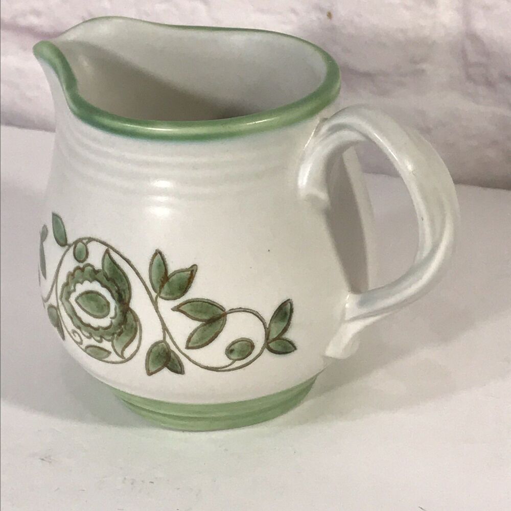 Vintage Metlox Mission Verde Poppytrail 3 1/2" Creamer Green Floral Vines 1960's - Picture 2 of 6